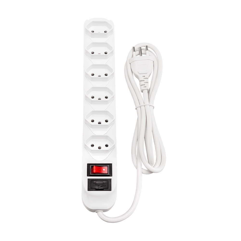 Filtro de linha Intelbras epe 1006, 6 Tomadas, Bivolt, 1m, Branco