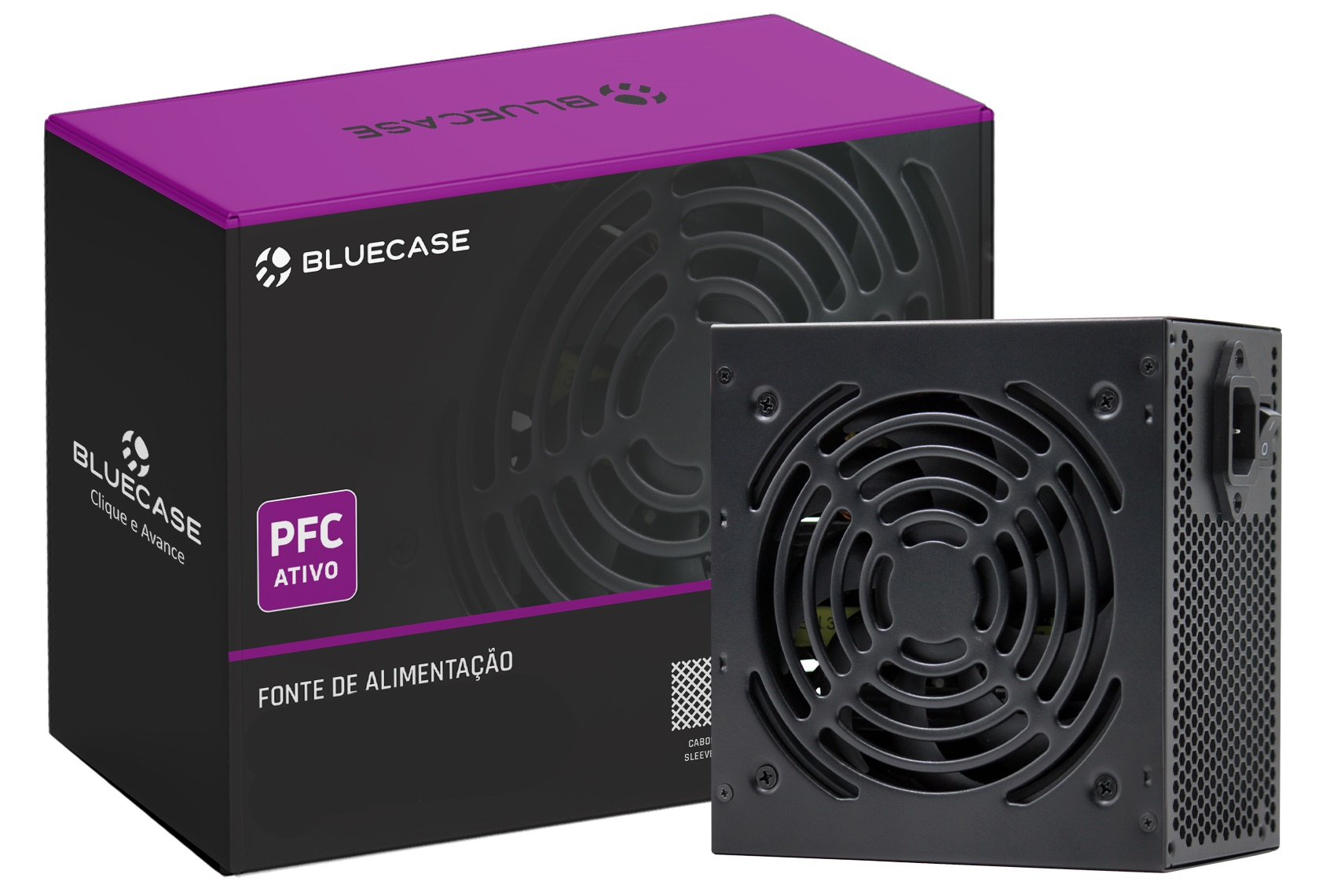 Fonte de alimentação atx Bluecase 350W PFC Ativo Bivolt Auto PS/2