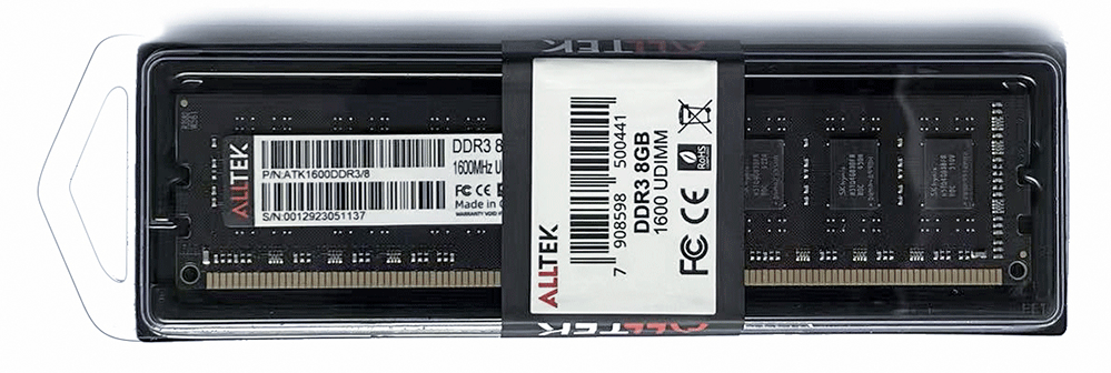 Memória para desktop Alltek, 8GB, 1600Mhz, DDR3, CL11 - ATK1600DDR3/8 