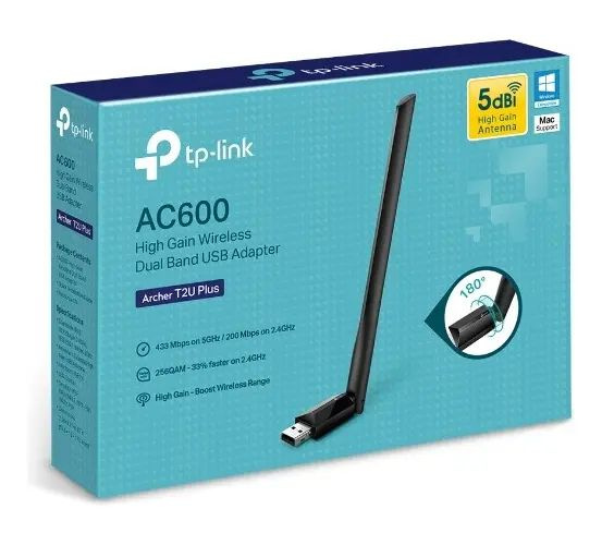 Adaptador Wi-Fi USB TP-Link Archer T2u Plus Ac600
